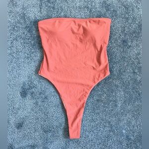 Shein Strapless One Piece Bathing Suit Dusty Rose/ Mauve - Size Medium